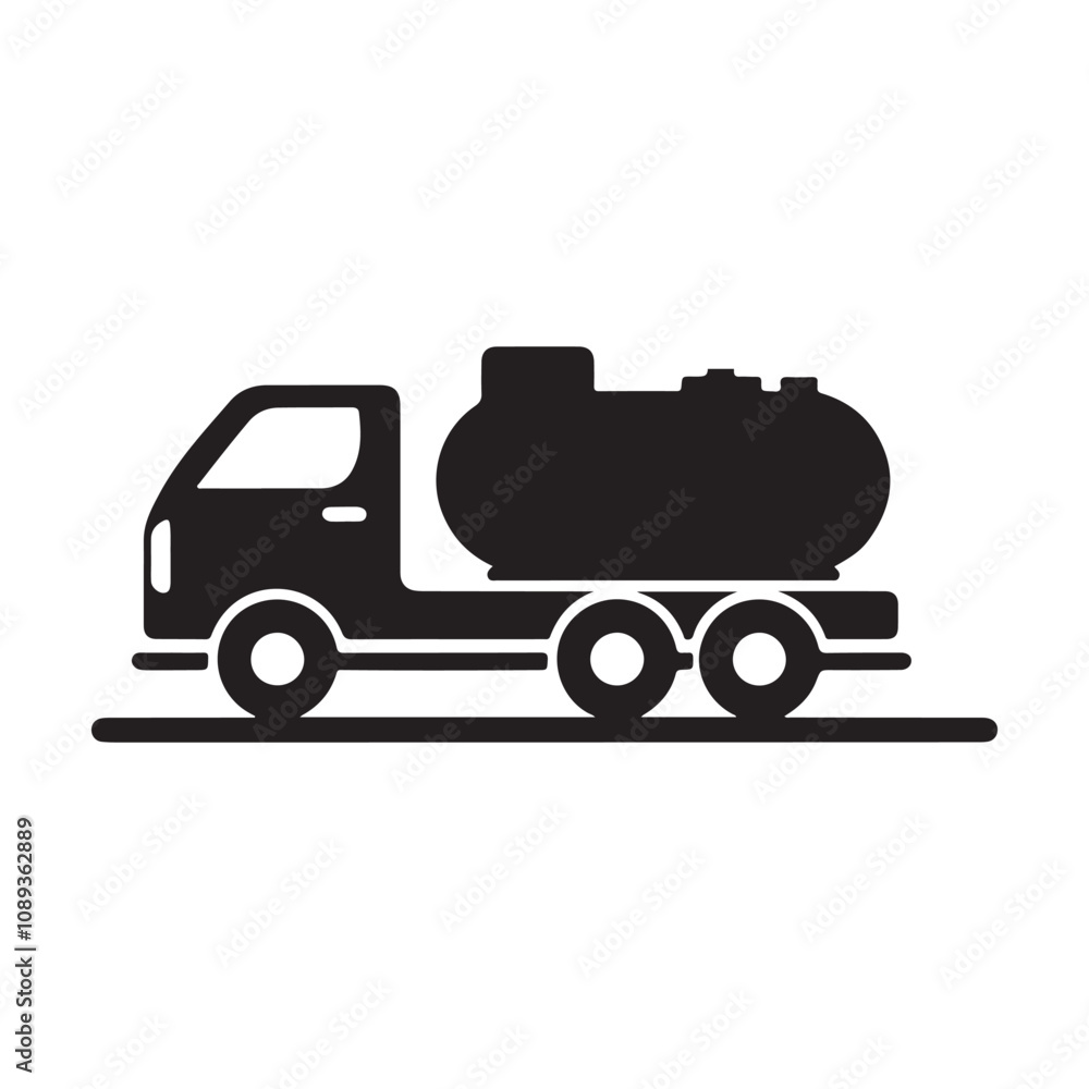 A black and white illustration of a tanker truck.eps A black and white illustration of a tanker truck.eps