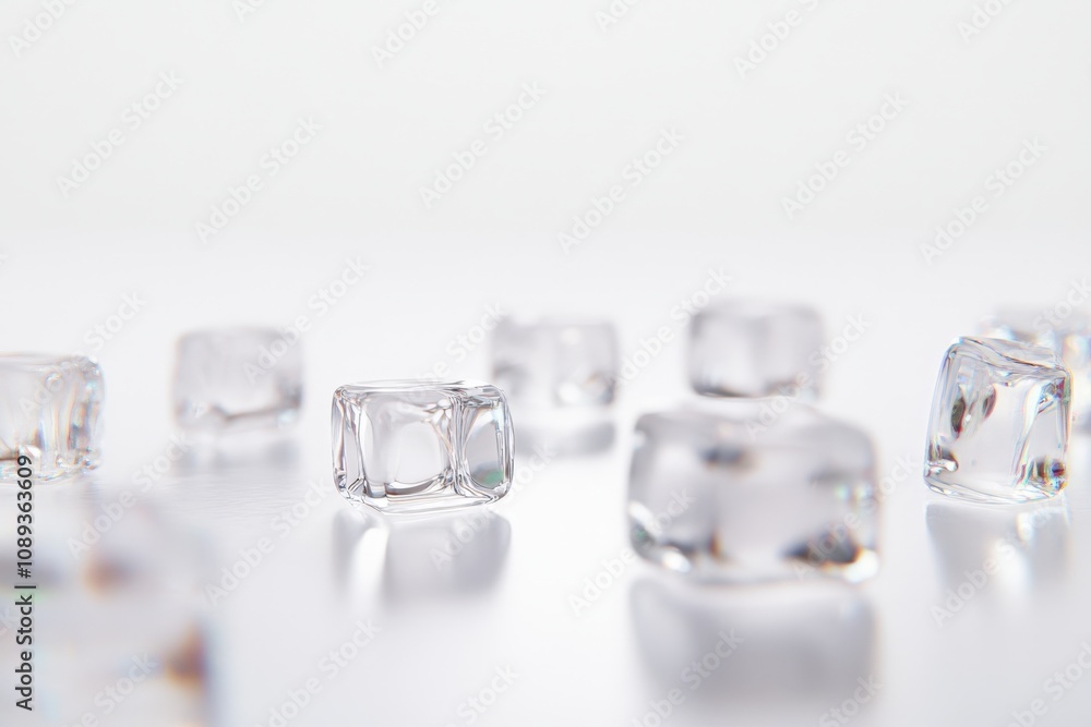 clear ice cubes on a reflective surface clear ice cubes on a reflective surface