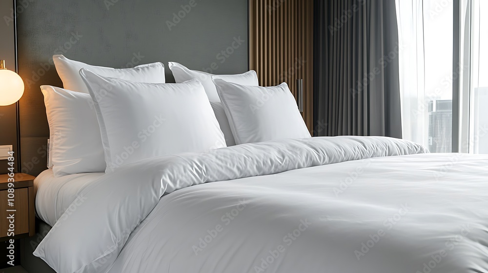 Elegant and Cozy Modern Bedroom Interior Design with Stylish Decor, mockup, poster and Background Elegant and Cozy Modern Bedroom Interior Design with Stylish Decor, mockup, poster and Background