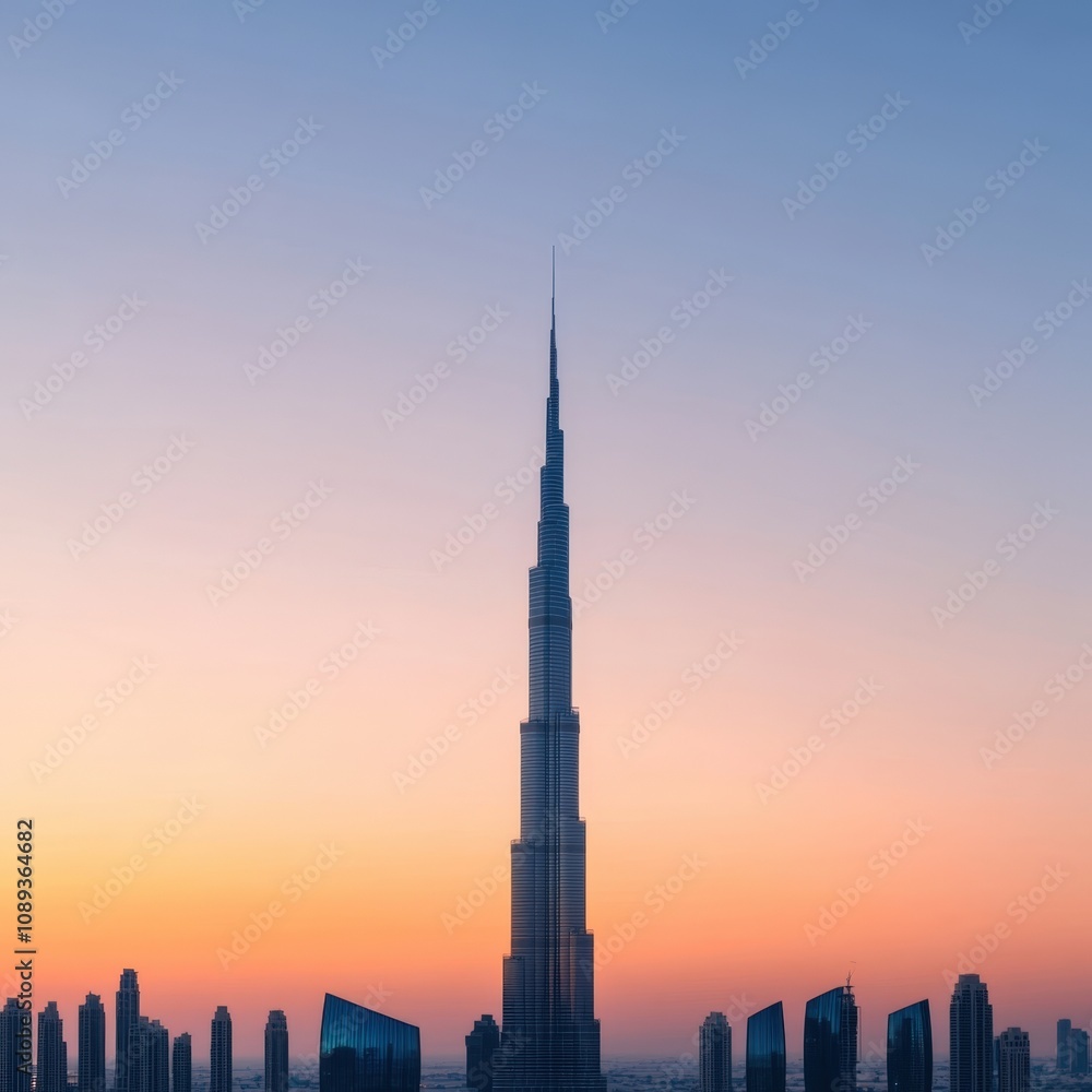 a stunning skyline view at sunset featuring a tall architectural landmark a stunning skyline view at sunset featuring a tall architectural landmark