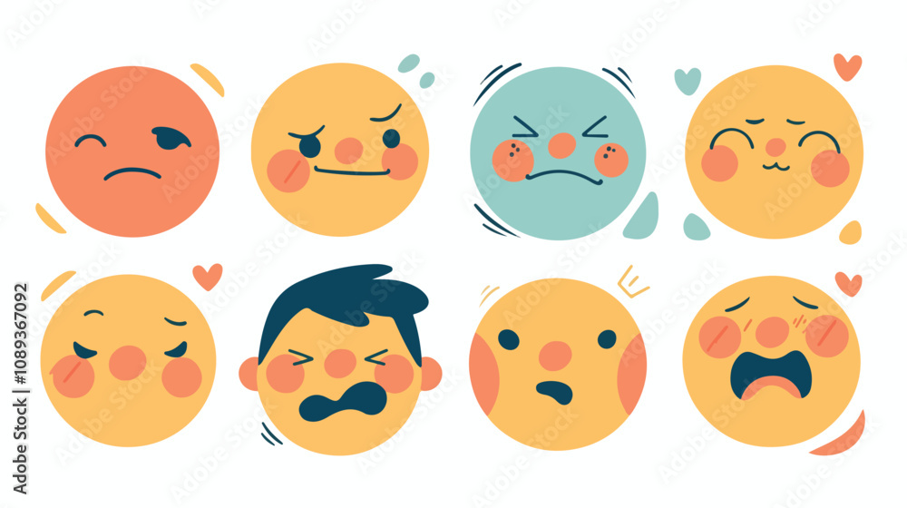 Emotions Sticker Collection with Diverse Expressions for Creative Projects Emotions Sticker Collection with Diverse Expressions for Creative Projects