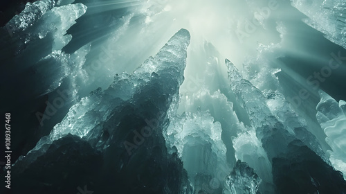 Witness the Captivating Visual Symphony within a Stunning Crystalline Glacier Cave Under Winter's Embrace