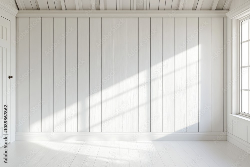 Obraz premium Bright and minimalistic interior with white walls and natural light