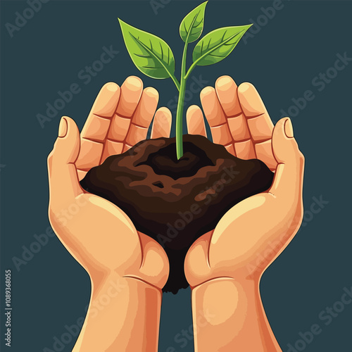 plant in hands  illustration
