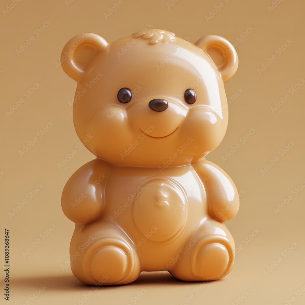 Adorable Teddy Bear Figurine on a Warm Orange Background Adorable Teddy Bear Figurine on a Warm Orange Background