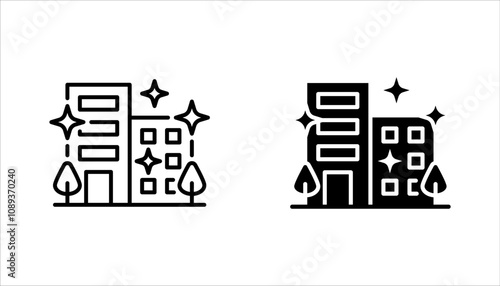 Office cleaning linear icon set. Apartment cleaning service. vector illustration on white background