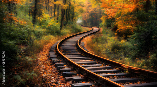 Echoes of Travel: A Forgotten Railway in an Enchanting Woodland Surrounded by Nature's Touch photo