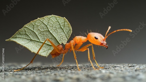 Ant Carrying a Leaf