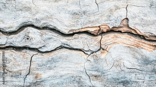 Weathered tree bark surface with rich textures and natural tones suitable for rustic design photo