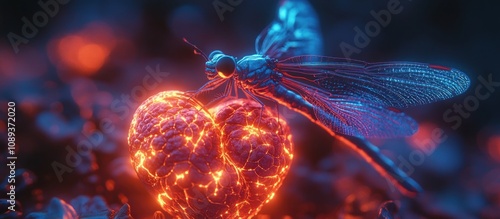 Dragonfly on a Fiery Heart