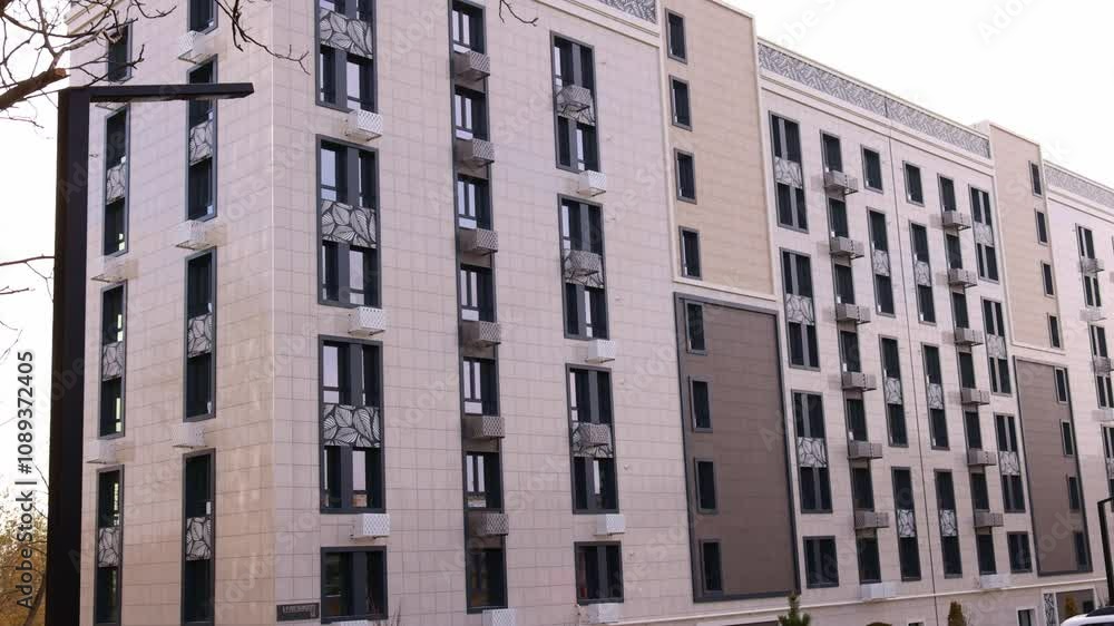 Modern new residential multi-storey building in Donbass November 19, 2024. Editorial video. Modern new residential multi-storey building in Donbass November 19, 2024. Editorial video.