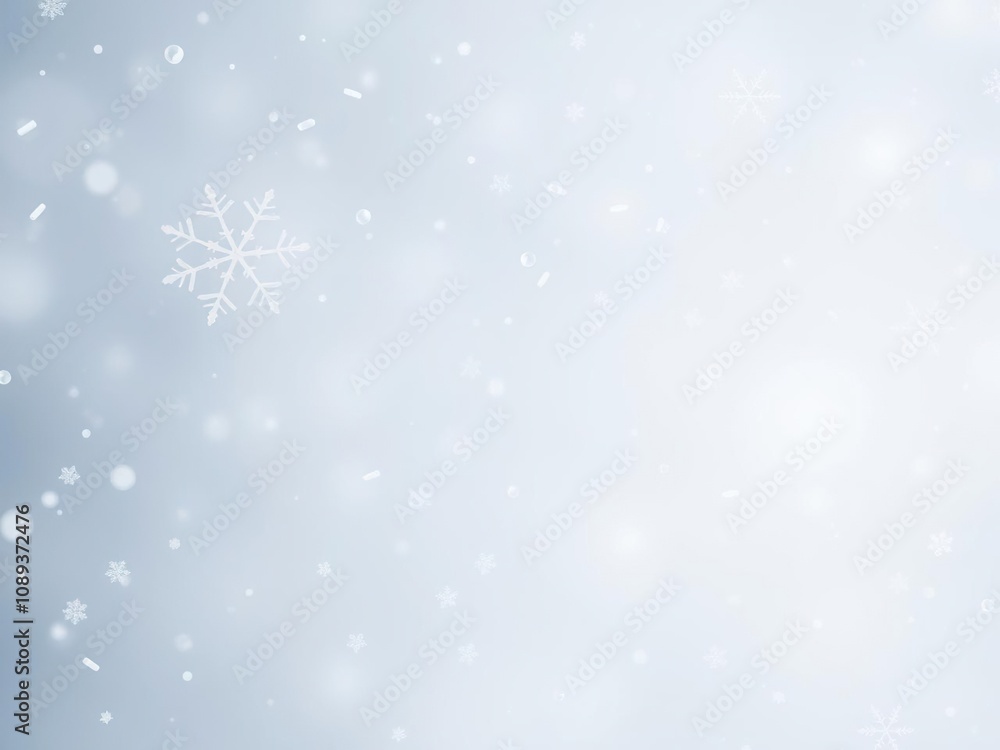 Delicate snowflakes gently fall from a grey sky, their blue hues blending with the cold air, atmospheric effect, frozen crystals, frosty blue Delicate snowflakes gently fall from a grey sky, their blue hues blending with the cold air, atmospheric effect, frozen crystals, frosty blue