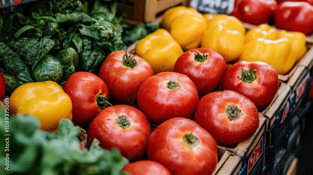 Vibrant Fresh Produce at a Local Market Stall Vibrant Fresh Produce at a Local Market Stall