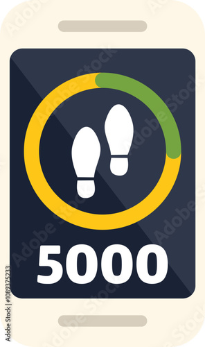 Smartphone screen displaying a pedometer app, showing the progress made towards a daily step goal