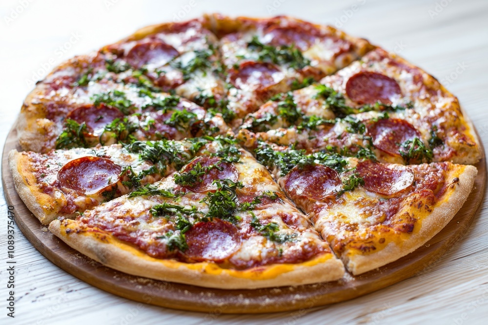 Delicious Pizza on Table Close Up Delicious Pizza on Table Close Up