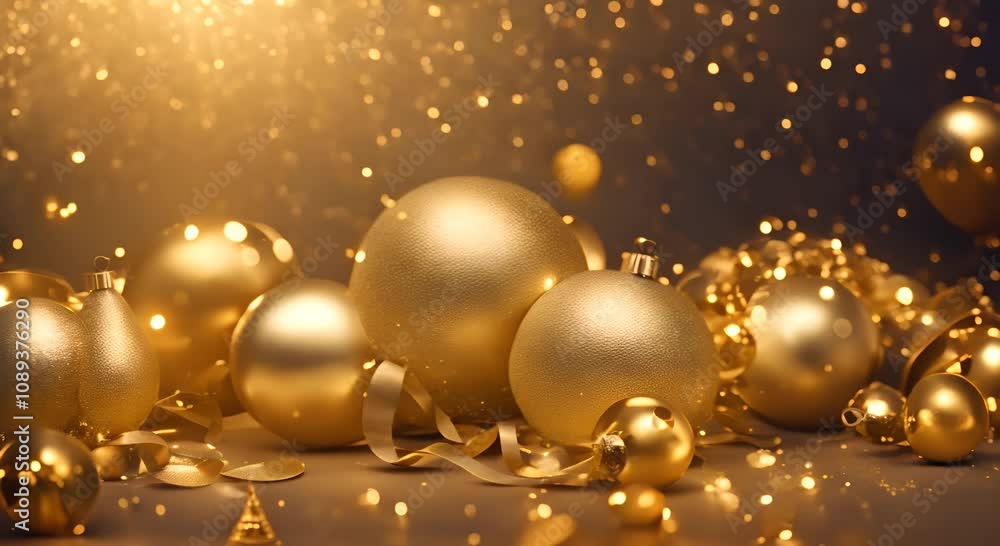 Golden New Year background with sparkles 4K
