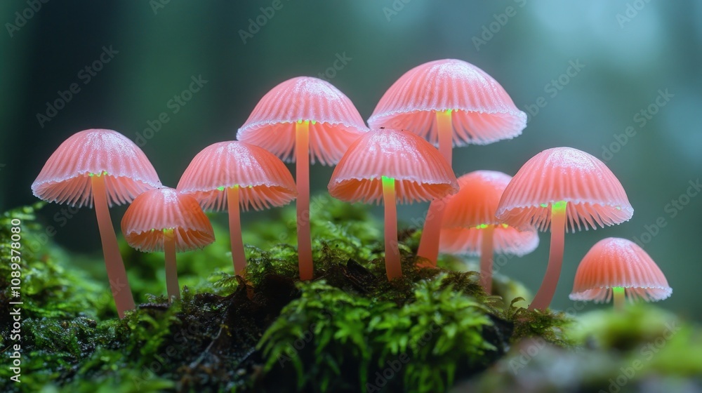 Fototapeta premium Pink Mushrooms in the Forest