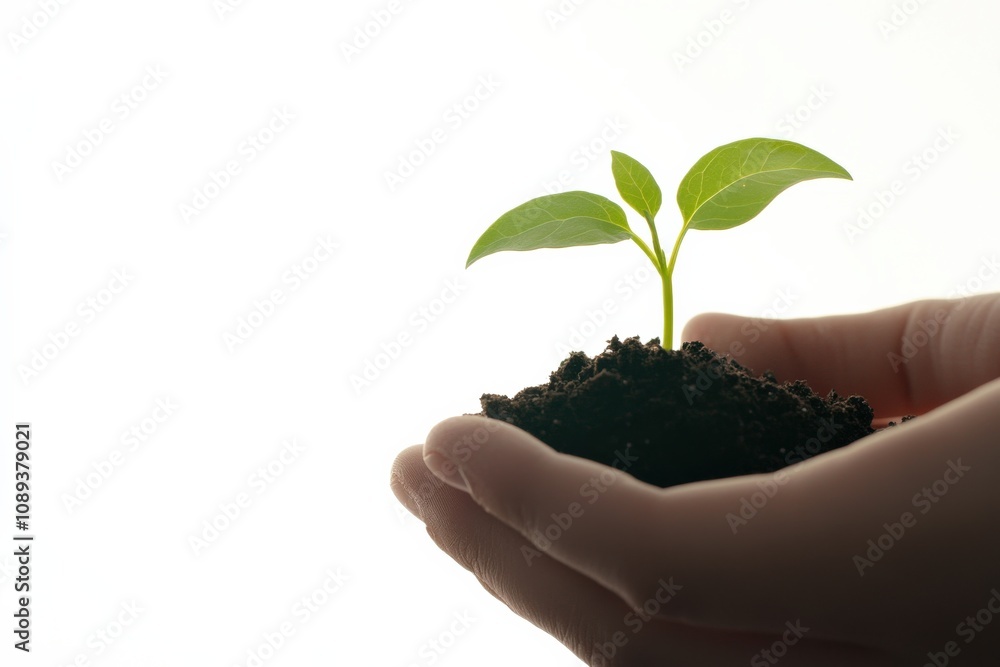 hand holding a small plant in soil symbolizing growth and sustainability hand holding a small plant in soil symbolizing growth and sustainability