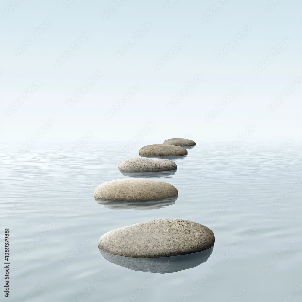Zen Stepping Stones on Still Water, Minimalism , Meditation Zen Stepping Stones on Still Water, Minimalism , Meditation