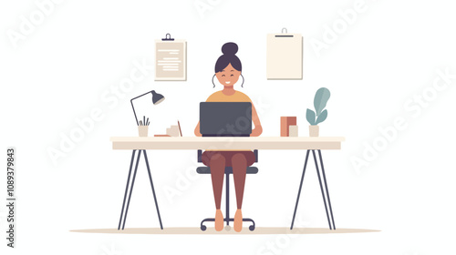 Professional Female Entrepreneur at Work Desk