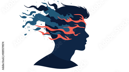 Obsessive Compulsive Disorder Concept Vector Illustration in Blue and White