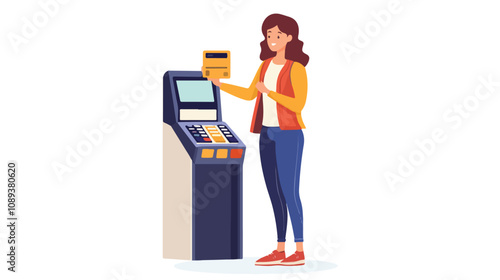 NFC Technologies Concept Woman Banking