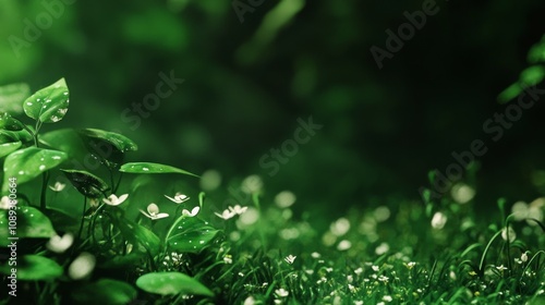 Green Leaves with White Flowers in a Forest, nature , wallpaper