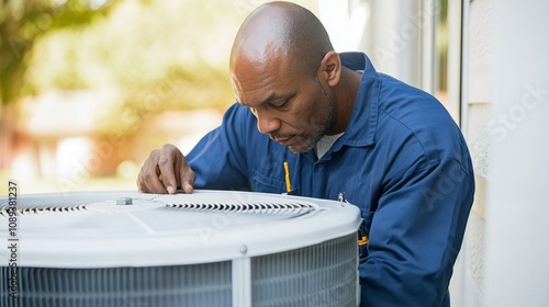 A Technician Inspecting AC Unit, HVAC ,Air Conditioning