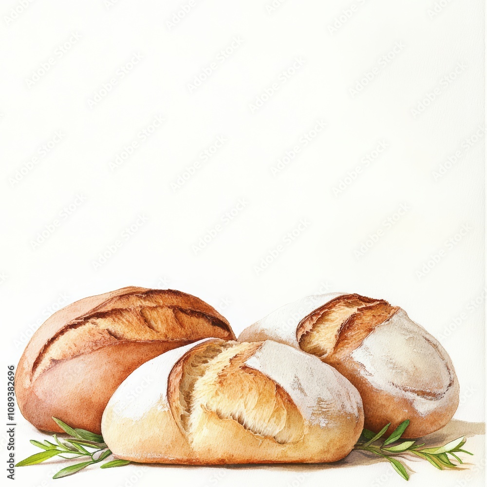 Freshly baked artisan bread rolls on a table. Freshly baked artisan bread rolls on a table.