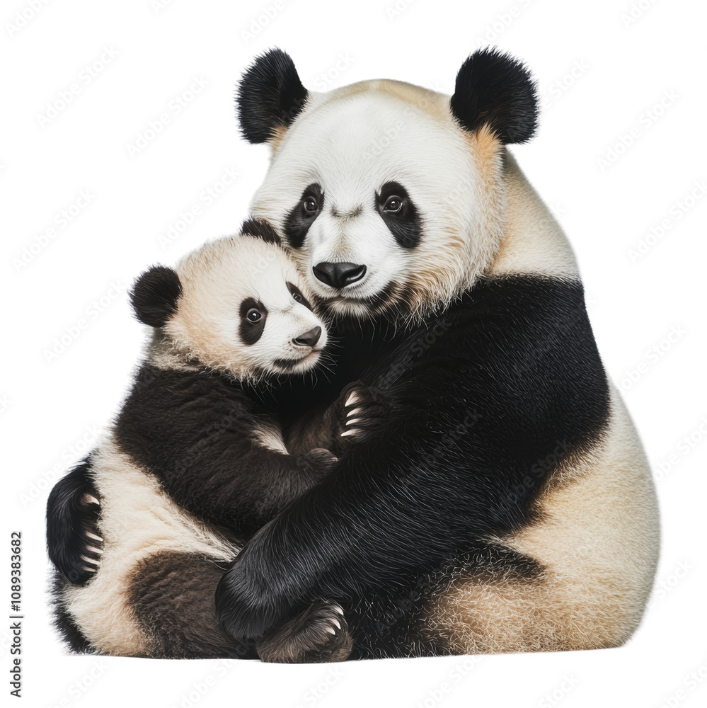 PNG Panda mother and cub share a tender moment PNG Panda mother and cub share a tender moment