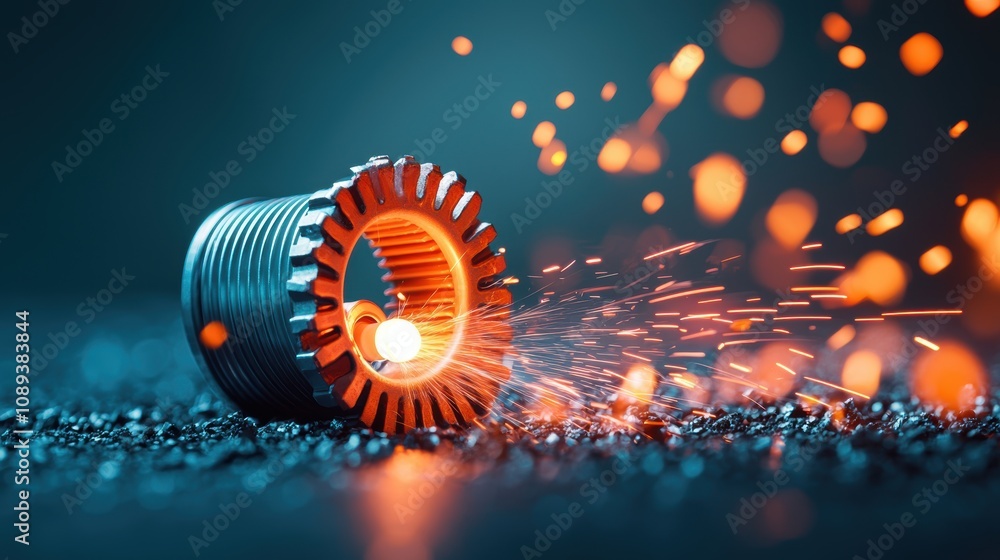 A close up shot of a spark plug igniting, creating a spark that initiates combustion in an engine, highlighting the essential role of electricity in automotive technology. A close up shot of a spark plug igniting, creating a spark that initiates combustion in an engine, highlighting the essential role of electricity in automotive technology.