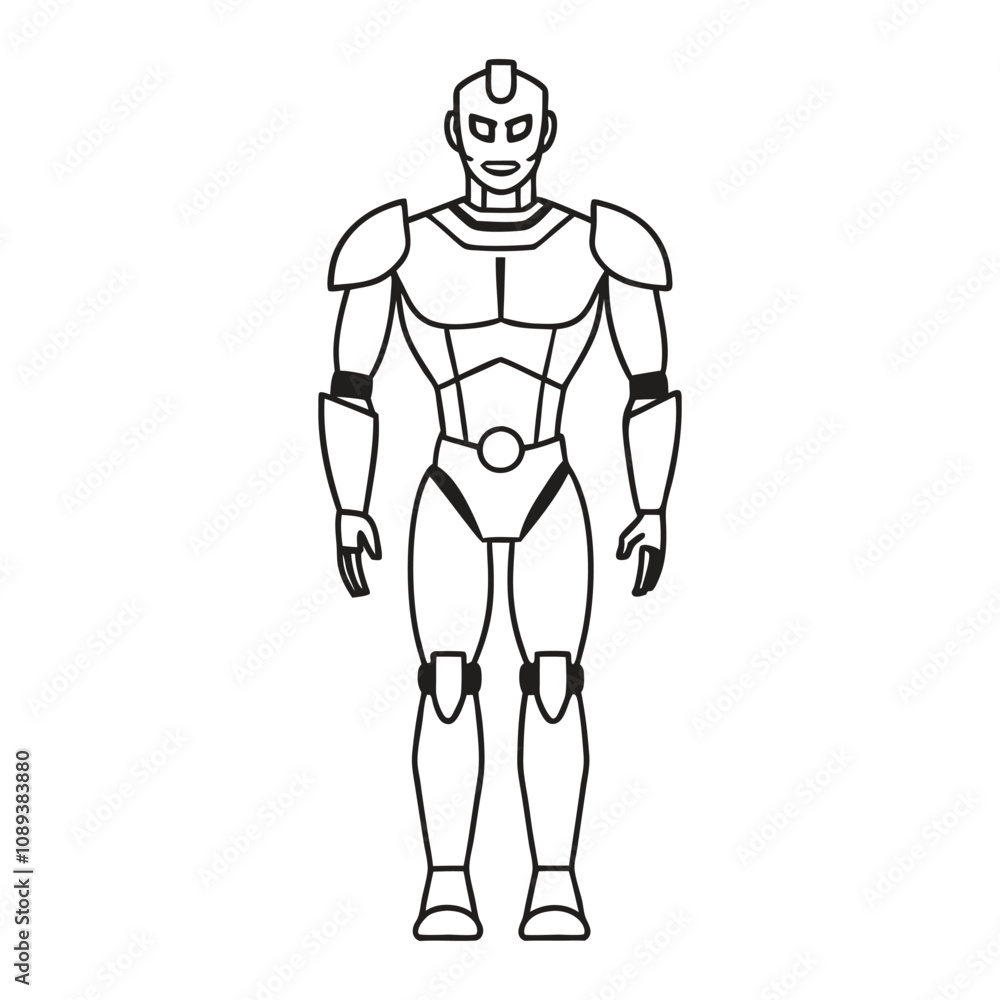 Robot Cyborg Line Art Vector Illustrations for Futuristic and Sci Fi Design Projects