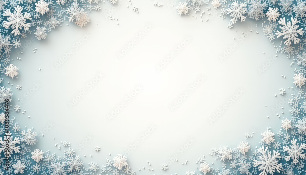 Fototapeta premium Winter-Themed Background with Intricate Snowflakes with Blank Copy Space for Text