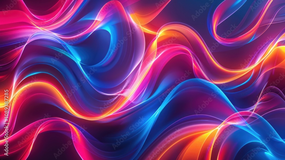 Abstract vibrant blue, pink, and orange wave pattern. Abstract vibrant blue, pink, and orange wave pattern.