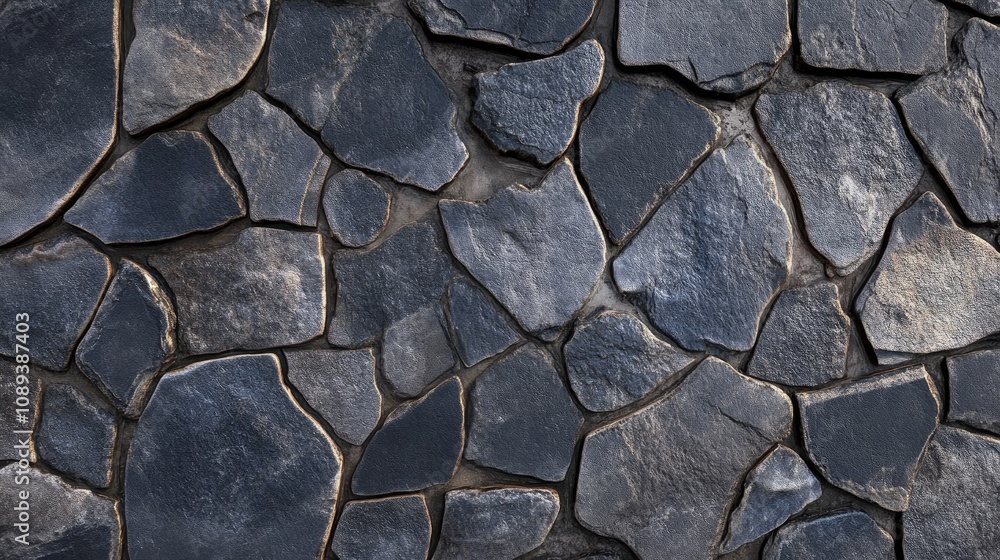 Textured black and grey stone-like concrete tiles arranged in a random pattern, ideal for wall or floor applications with a rugged aesthetic. Textured black and grey stone-like concrete tiles arranged in a random pattern, ideal for wall or floor applications with a rugged aesthetic.
