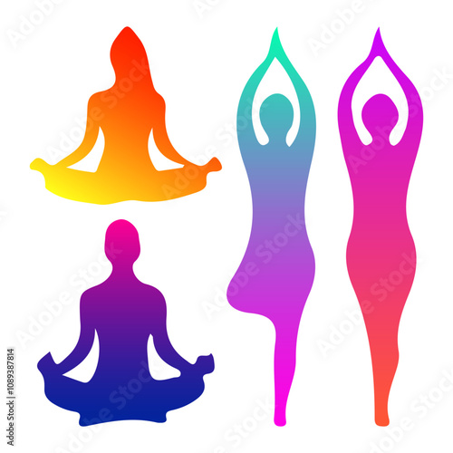 Yoga pose silhouette isolated on white background