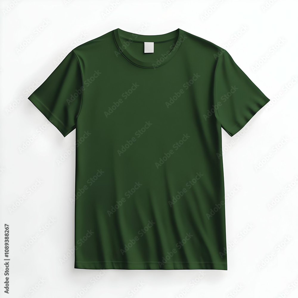 Dark green short sleeve t-shirt mockup on white background. Dark green short sleeve t-shirt mockup on white background.
