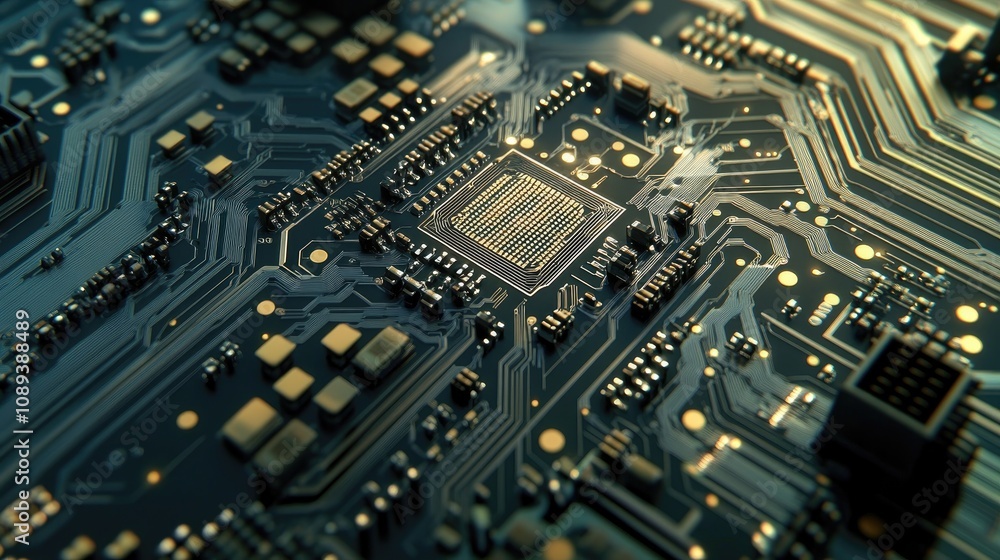Intricate close-up of a circuit board featuring automated software patching technology and detailed motherboard components used in modern electronic devices. Intricate close-up of a circuit board featuring automated software patching technology and detailed motherboard components used in modern electronic devices.
