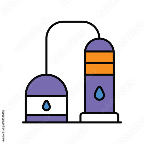 distillation color line icon with white background vector stock illustration