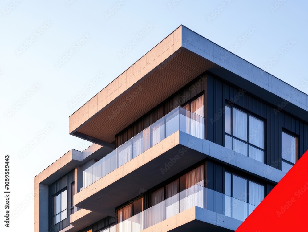 modern architectural design of a residential building with balconies and large windows modern architectural design of a residential building with balconies and large windows