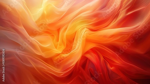 Abstract swirling orange and yellow fabric texture.