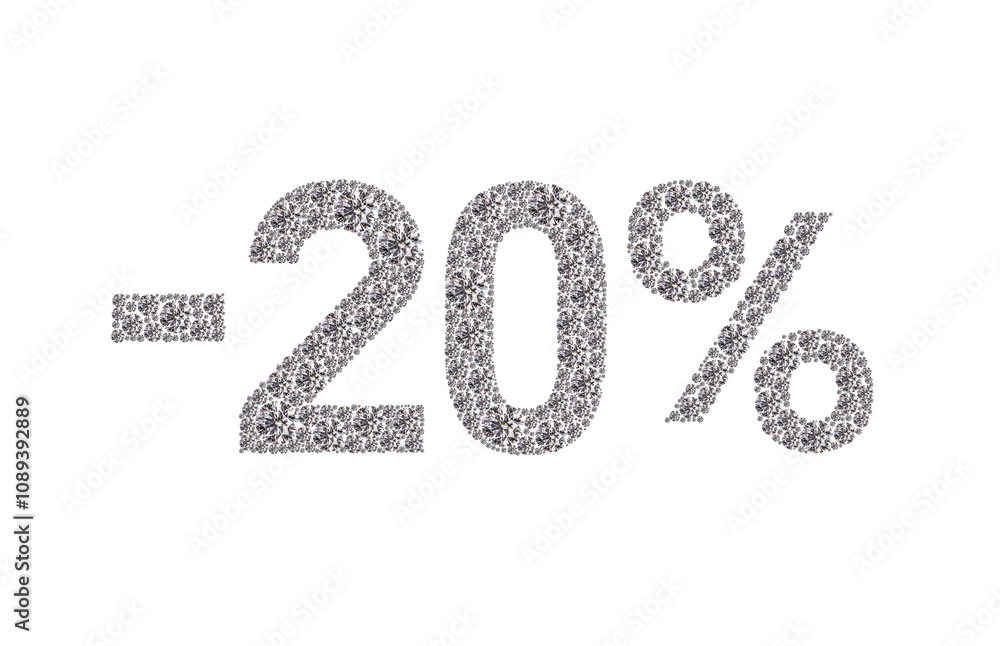 20 percent Diamond Numbers Banner on White Background 20 percent Diamond Numbers Banner on White Background