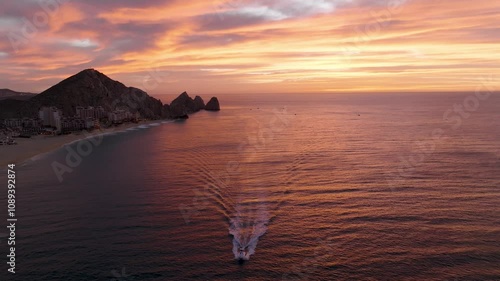 Sunrise in Cabo San Lucas Baja California Sur Mexico Sunny Beaches Whales Yachts and Boats on the Pacific Ocean		
