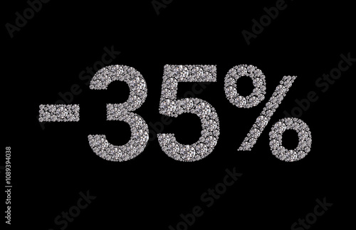 35 percent Diamond Numbers Banner on Black Background