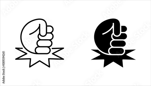 Fist on table linear icon. Angry person. Fist hitting table. vector illustration on white background