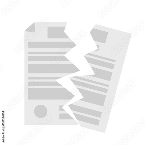 Torn document. Vector simple color flat illustration.