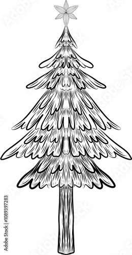 Christmas tree3. Hand drawn vector sketch illustration