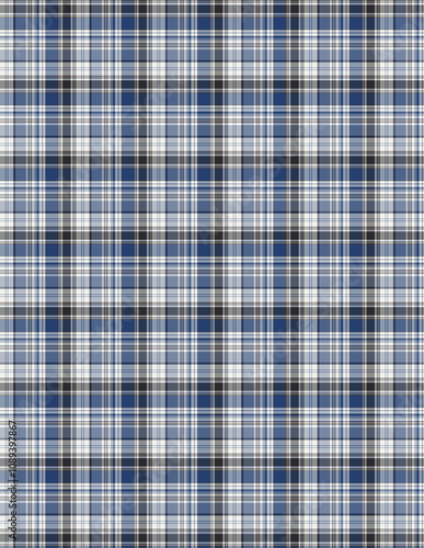 Plaid fabric pattern, blue, brown, cream, seamless for textiles, and for designing clothes, skirts or decorative fabrics. Vector illustration.