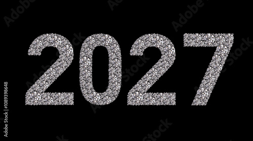 2027 New Year Diamond Numbers Banner on White Background