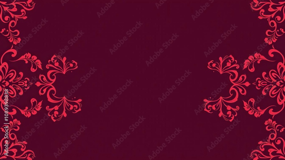 Intricate ruby-red filigree patterns emerge from a deep, rich purple background, ornate art, opulent Intricate ruby-red filigree patterns emerge from a deep, rich purple background, ornate art, opulent